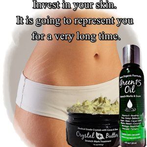 Stretch Mark Removal Cream Scrub Exfoliant & Organic Stretch Mark Oil